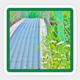 Wildflowers beside a Swinging Bridge Sticker